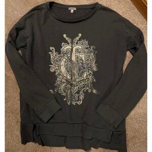 Juicy Couture Gray Rhinestone Crewneck Sweatshirt Women's Size Large